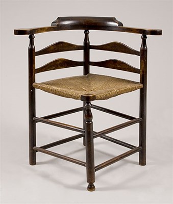 Lot 2143 - Dark Stained Maple Rush Seat Corner Chair New...