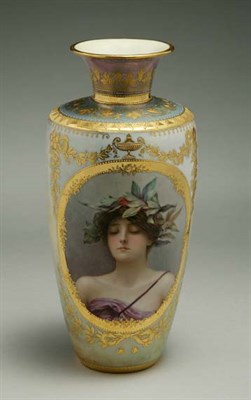 Lot 3174 - Vienna Style Gilt Decorated Portrait Vase...