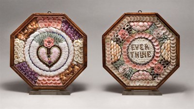Lot 2012 - Shellwork Sailor's Valentine In two parts, one...