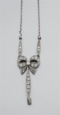 Lot 613 - Diamond Bow Lavaliere with Chain