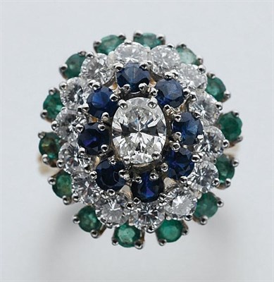 Lot 199 - Diamond, Sapphire and Emerald Ring