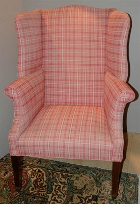 Lot 3220A - Georgian Style Upholstered Mahogany Wing Chair