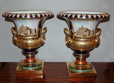 Lot 3411A - Pair of Vienna Style Porcelain Urns Height 19...