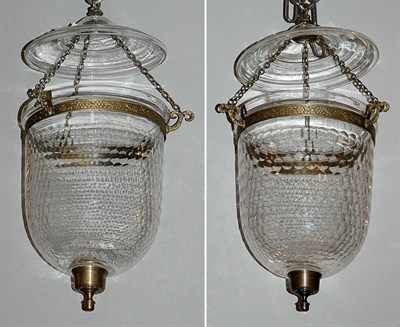 Lot 3395A - Pair of Faceted Glass Hall Lights