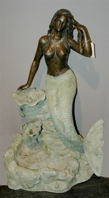 Lot 3490A - Patinated Bronze Mermaid-Form Garden Fountain...