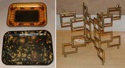 Lot 3530A - Victorian Style Black Tole Tray with Brass...