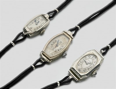 Lot 425 - Five Lady's White Metal Wristwatches