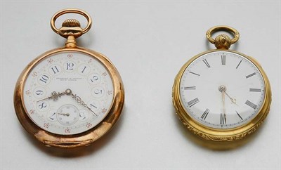 Lot 821 - Two Gold Open Face Pocket Watches