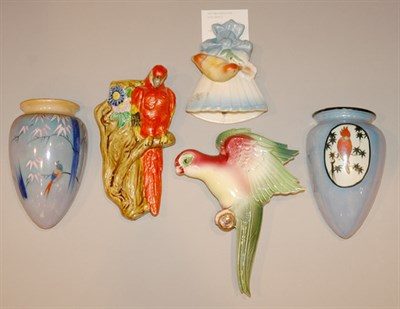 Lot 3433A - Group of Porcelain and Pottery Bird-Form Wall...