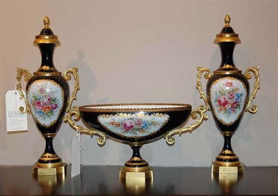 Lot 3422A - Sevres Gilt-Metal Mounted Porcelain Garniture...