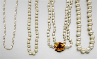 Lot 805 - Seven Cultured and Freshwater Pearl Necklaces