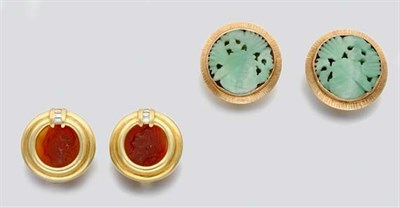 Lot 442 - Two Pairs of Gold Earclips