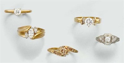 Lot 443 - Seven Gold and Diamond Rings and Two Simulated Diamond Rings