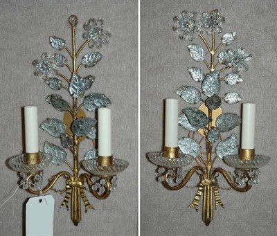 Lot 1317 - Pair of Gilt Metal and Crystal Floriform...