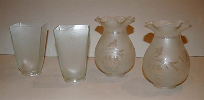 Lot 3476 - Set of Nine Frosted Glass Shades Each of...