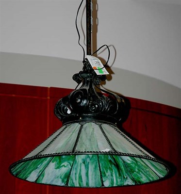Lot 3509 - American Black Painted Metal and Green Slag...