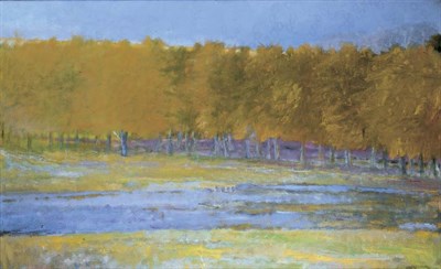 Lot 160 - Wolf Kahn American, b. 1927 A Park on a River,...
