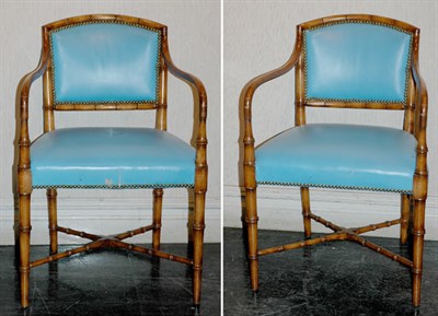 Lot 3310A - Set of Four Regency Style Blue Upholstered...
