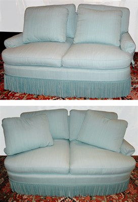 Lot 3486A - Pair of Upholstered Two-Seat Sofas Length 58...