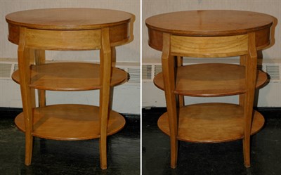 Lot 3452A - Pair of Fruitwood Three-Tier Oval Side Tables...