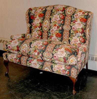 Lot 3301A - Queen Anne Style Upholstered Walnut Settee...