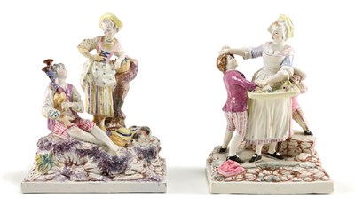 Lot 317 - Pair of English Style Pottery Figural Groups...