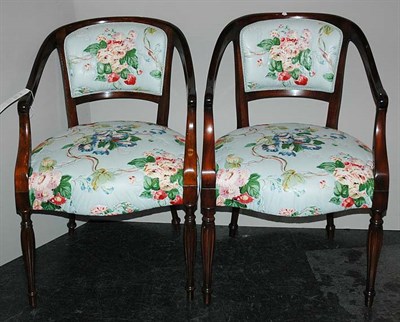 Lot 3236A - Pair Regency Style Upholstered Mahogany Armchairs