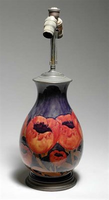 Lot 3556 - Moorcroft Pottery Two-Light Lamp Of bulbous...
