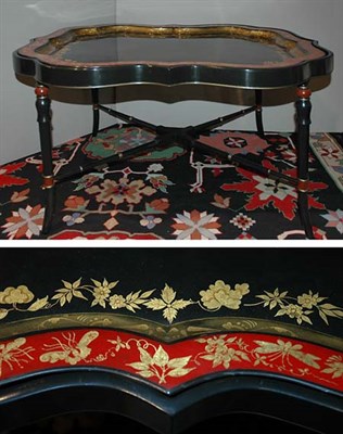 Lot 1198 - Chinese Export Black and Red Lacquered Tole...