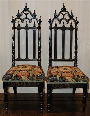 Lot 1203 - Pair of Victorian Ebonized and Parcel Gilt...