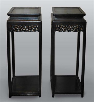 Lot 1204 - Pair of Chinese Hardwood Pedestals Height 22...
