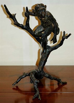 Lot 1215 - Bronze Figure of a Monkey in a Tree Height 16...