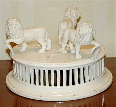 Lot 1214 - Creamware Ceramic Centerpiece Of three...