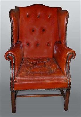 Lot 1216 - Pair of George III Style Mahogany Wing Chairs...