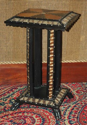 Lot 1224 - Victorian Style Quill Inlaid Ebonized Side...