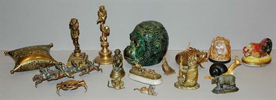 Lot 1234 - Pair of English Majolica Brown Glazed Lion...