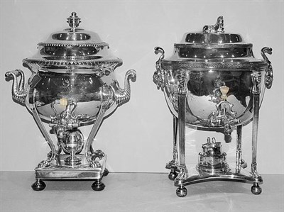 Lot 1183 - Two Silver Plated Footed Coffee Urns One...