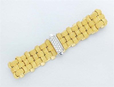 Lot 346 - Reversible Woven Gold, Diamond and Ruby Bracelet