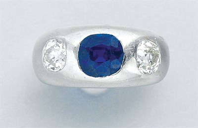 Lot 371 - Platinum, Sapphire and Diamond Gypsy Ring