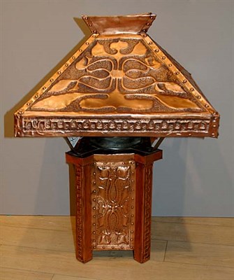 Lot 3472 - Arts and Crafts Copper Two-Light Lamp In the...