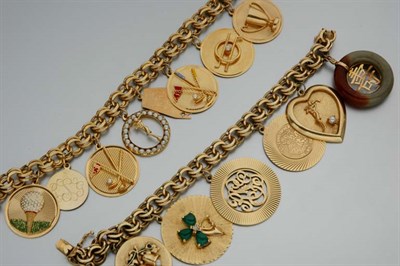 Lot 636 - Two Gold Charm Bracelets