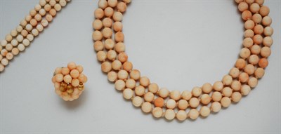 Lot 637 - Group of Angel Skin Coral Jewelry