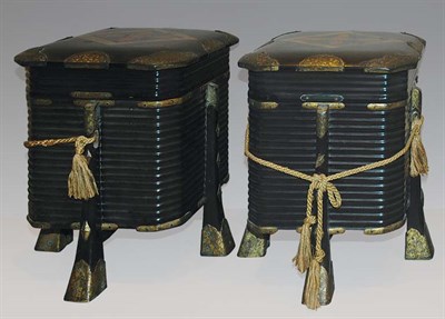Lot 1128 - Two Japanese Lacquer Covered Game Boxes Meiji...
