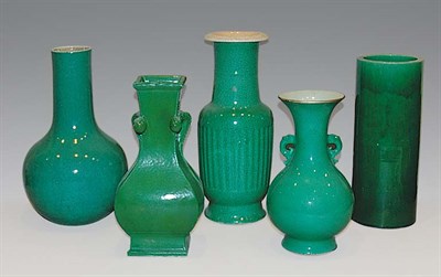 Lot 1120 - Group of Green Glazed Porcelain Vases...