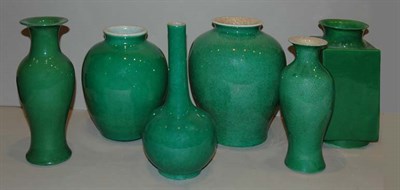 Lot 1123 - Group of Chinese Green Glazed Porcelain Vases...