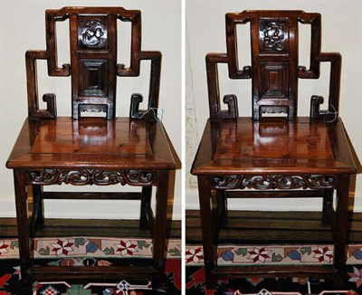 Lot 1114 - Pair of Chinese Carved Side Chairs Qing...