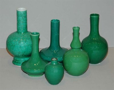 Lot 1125 - Group of Six Chinese Green Glazed Porcelain...