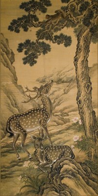 Lot 1140 - Chinese School 19th Century Deer and Monkey...