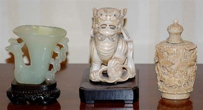 Lot 1137 - Chinese Carved Ivory Figure of a Foo Lion Late...
