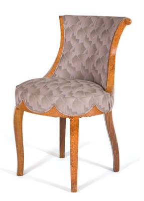 Lot 1127 - French Art Deco Burl-Walnut Boudoir Chair...